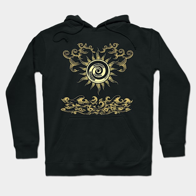 Sun clouds and Sea Esoteric Illustration Hoodie by devaleta